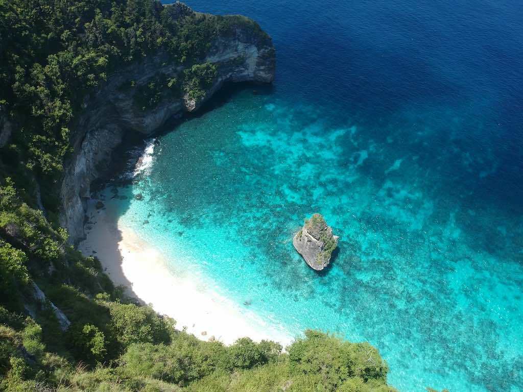 Suwehan Beach Nusa Penida Bali drone view
