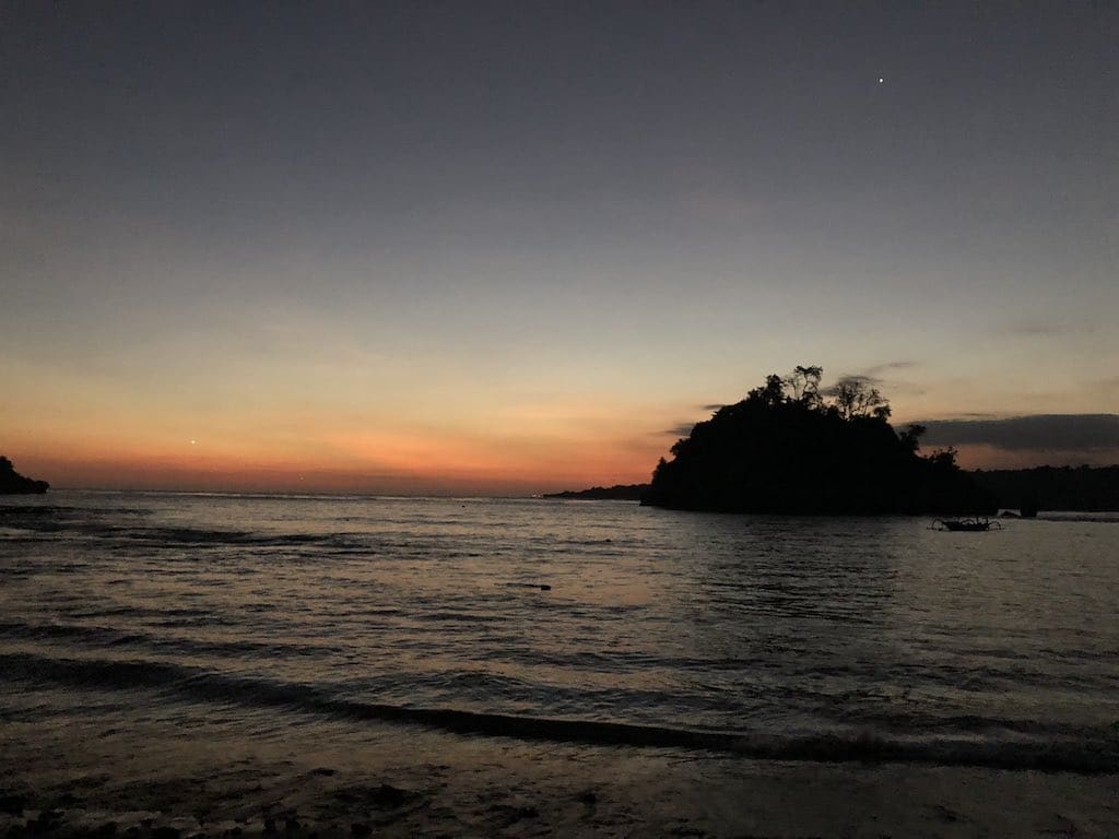 Crystal Bay Nusa penida Bali after sunset