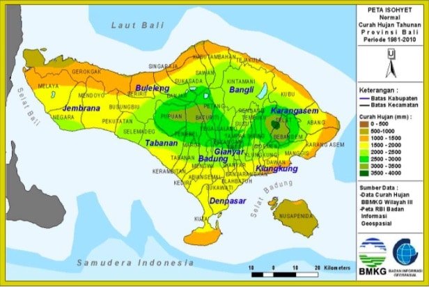 Hujan Tahunan Wilayah Bali