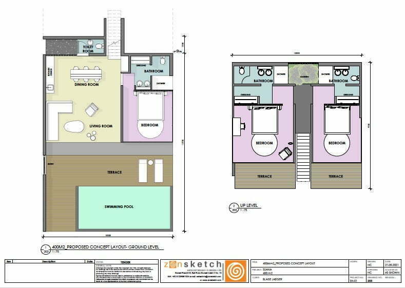 drawing villa 3 bedrooms land for sale Nusa Penida Bali