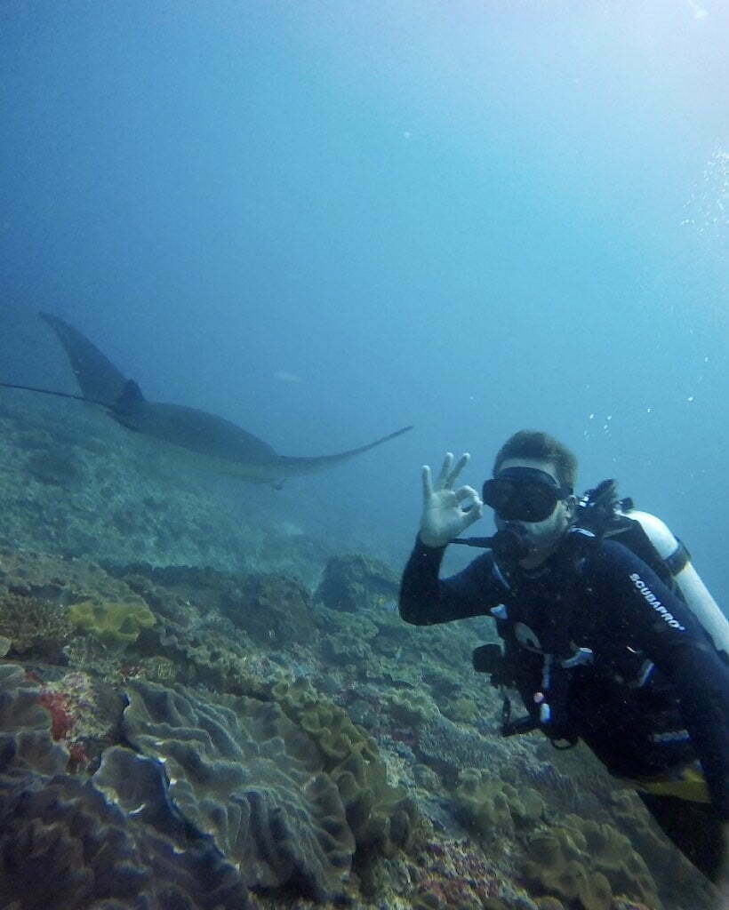 Diving with a Manta Ray in Nusa Penida Bali